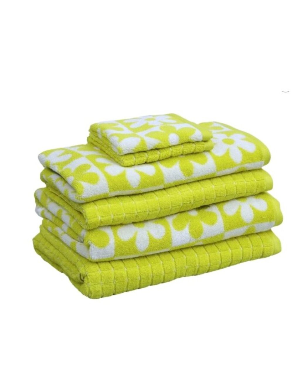 Kapoor Home 6-Piece Daisy Yellow Bath Towel Set 2 Bath Towels 2 Hand Towels 2 Wa